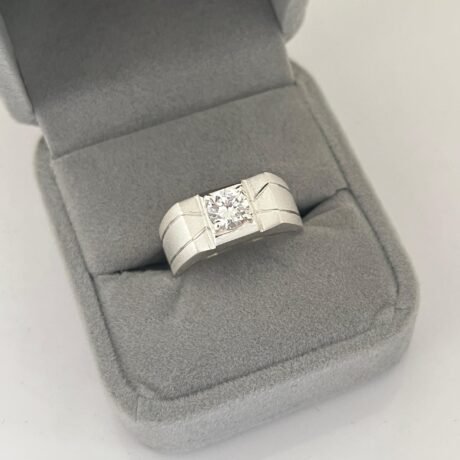 White Topaz Men's Wedding Band.