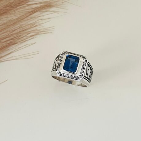 Blue Lab-Created Sapphire Men’s Ring.