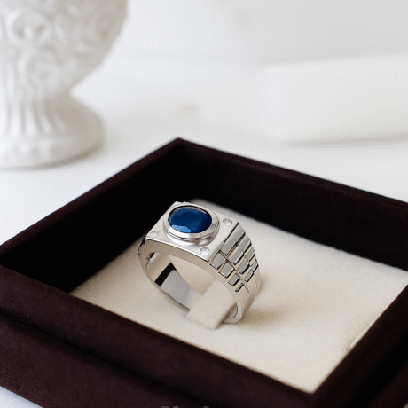 Depth Blue Sapphire Men’s Ring – Relax Style