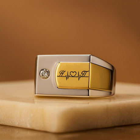 Men Silver Ring With White Topaz