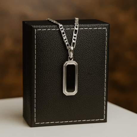 Black Enamel Men's Pendant in pure silver