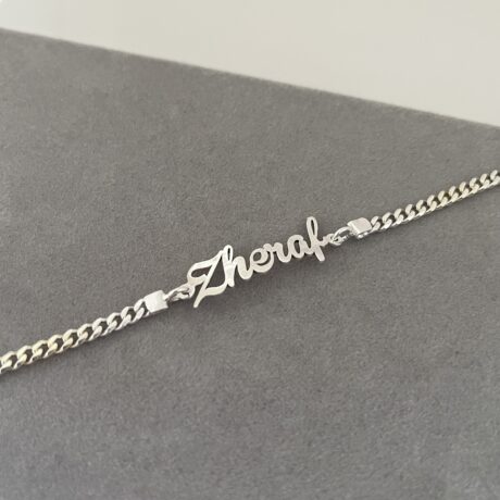 Baby Name Cut Silver Bracelet