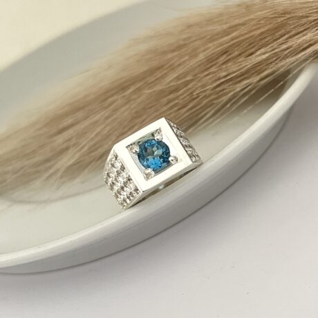 Blue Topaz Men's Wedding Ring